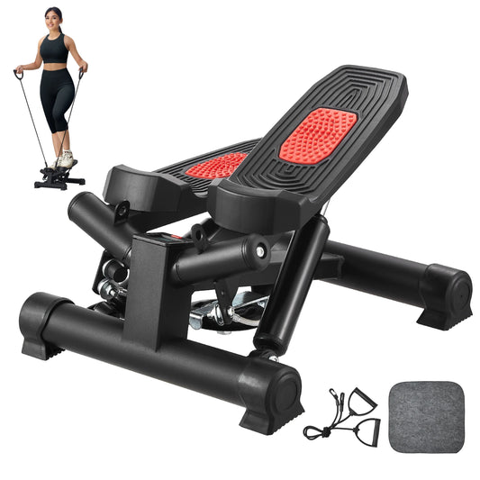 VEVOR Stair Stepper for Exercise at Home Hydraulic Fitness Twist Stepper with Resistance Bands LCD Monitor 330 LBS Capacity