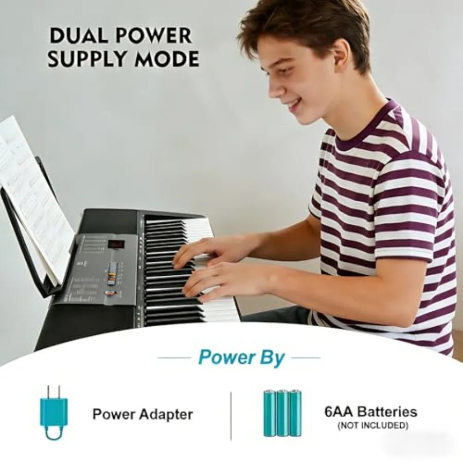 Beginner 61 Key Electric Keyboard With Lighted Keys And Stand