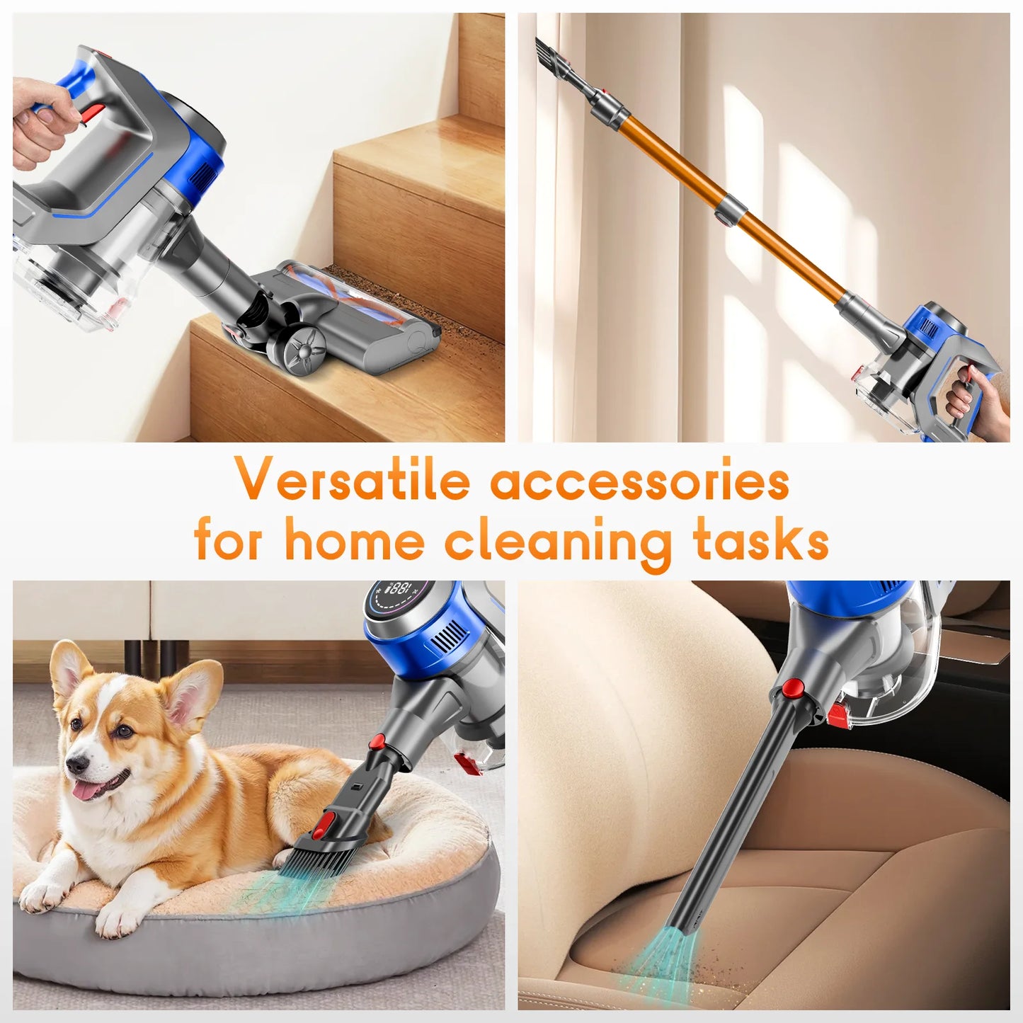 Honki Cordless Wet And Dry Vacuum Cleaner With LED For Pet Hair Carpet
