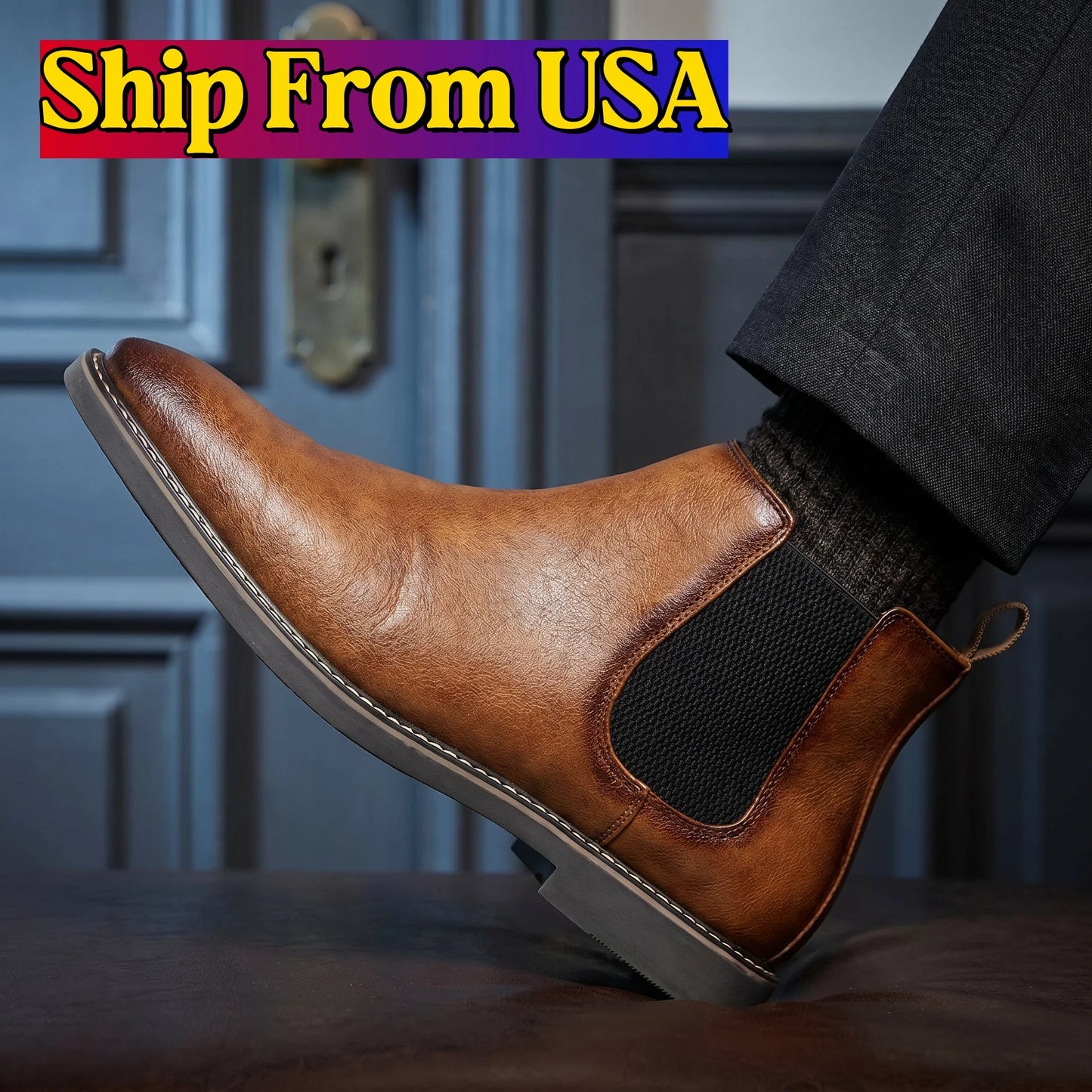 Hecrafted Chelsea Ankle Boots For Men With Elastic Closure