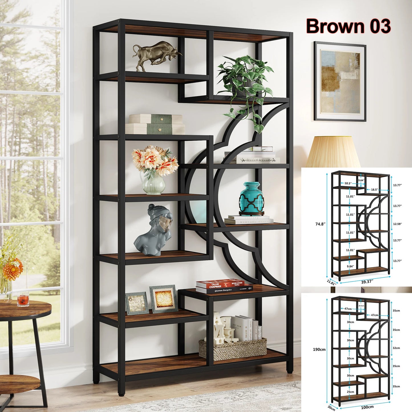 Tribesigns Industrial 5-Tier Etagere Bookcase Freestanding Shelf Organizer