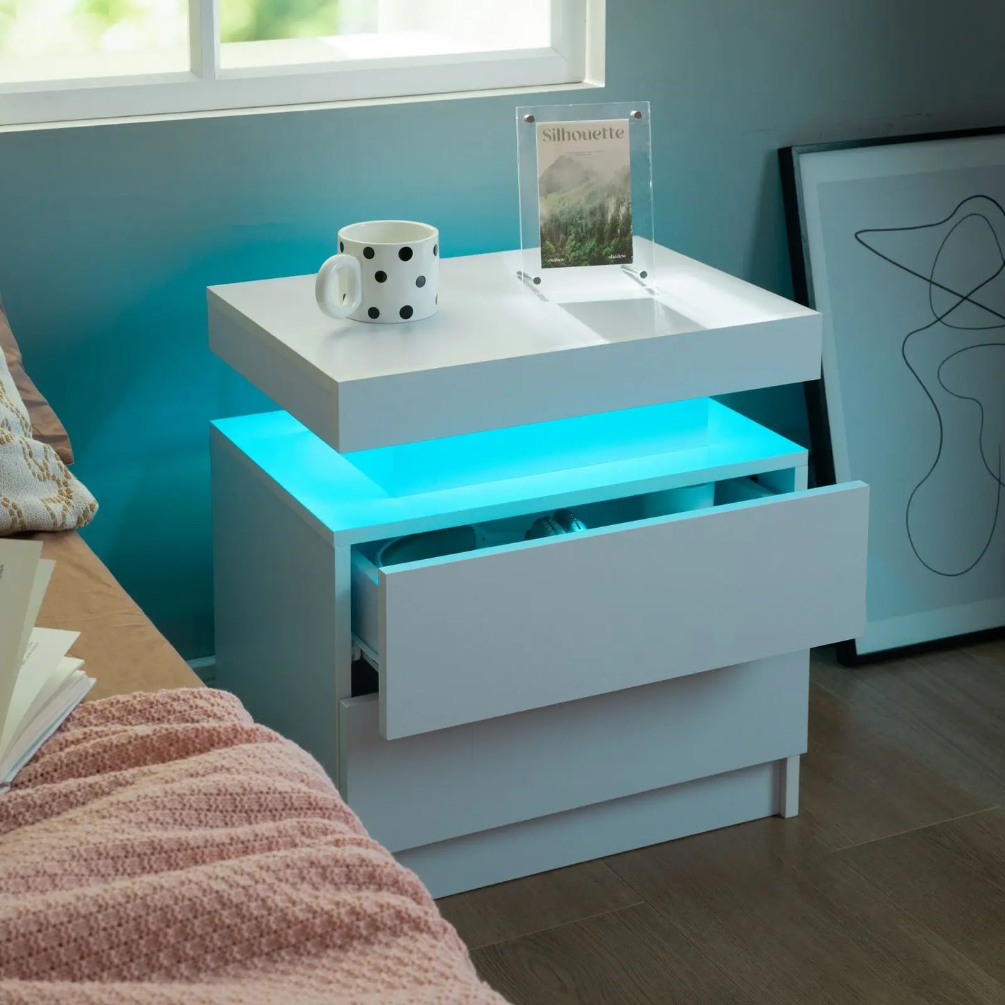 Cubehom Modern Morocco Base LED Nightstand Set Of 2