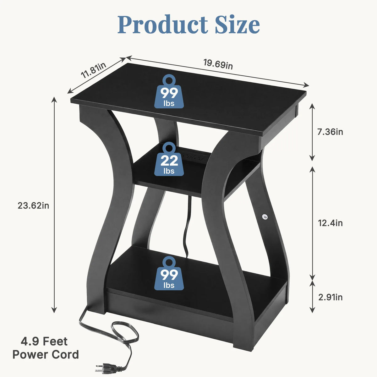 MCQ Modern Metal Side Cabinet With Integrated Charging Station
