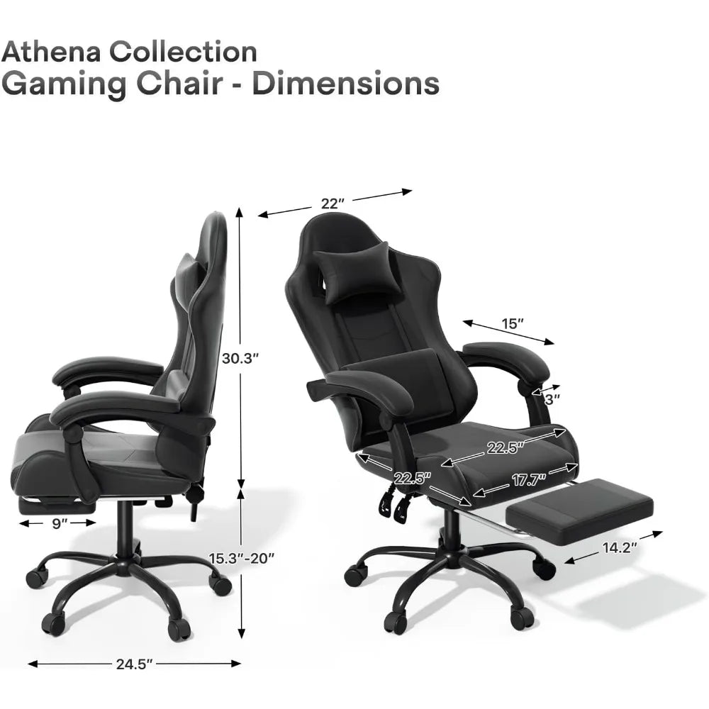 Athena Collection Carbon Fiber Gaming Chair With Ergonomic Footrest
