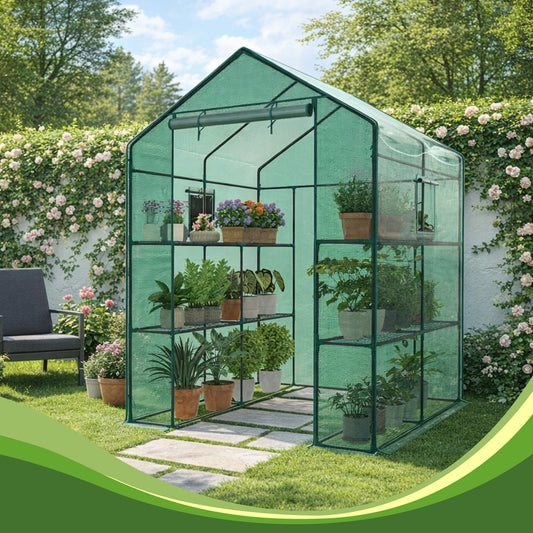 JHK Portable Walk In Greenhouse With Screen Windows For Outdoor Plants