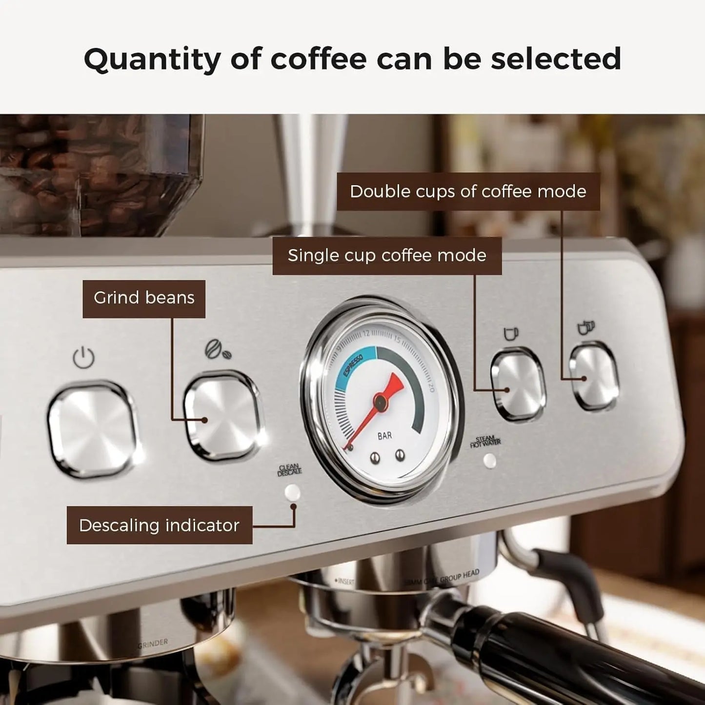 XMSJ 20 Bar Espresso Machine With Grinder And Milk Frother