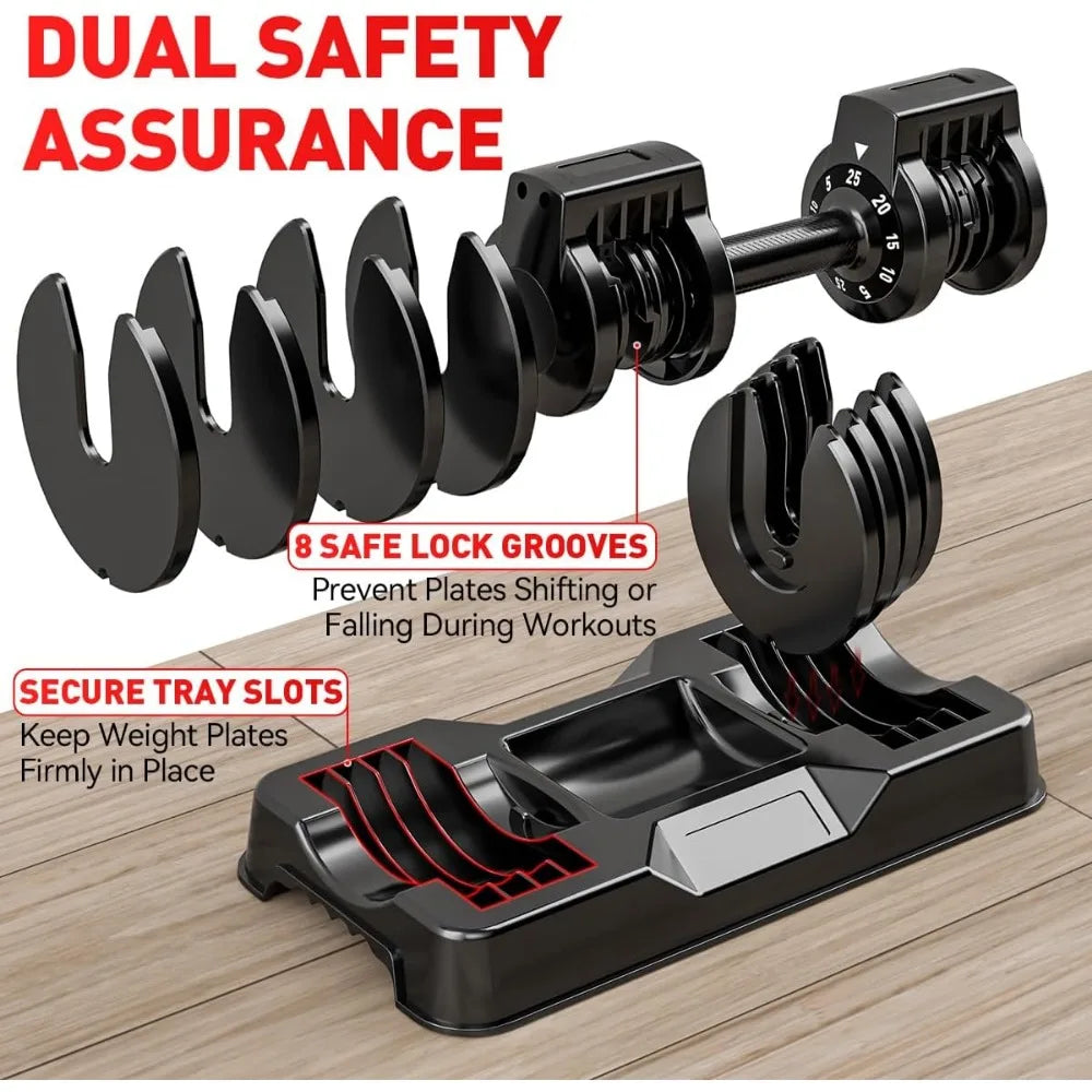 50lb Adjustable Dumbbell Set with Quick Lock Design