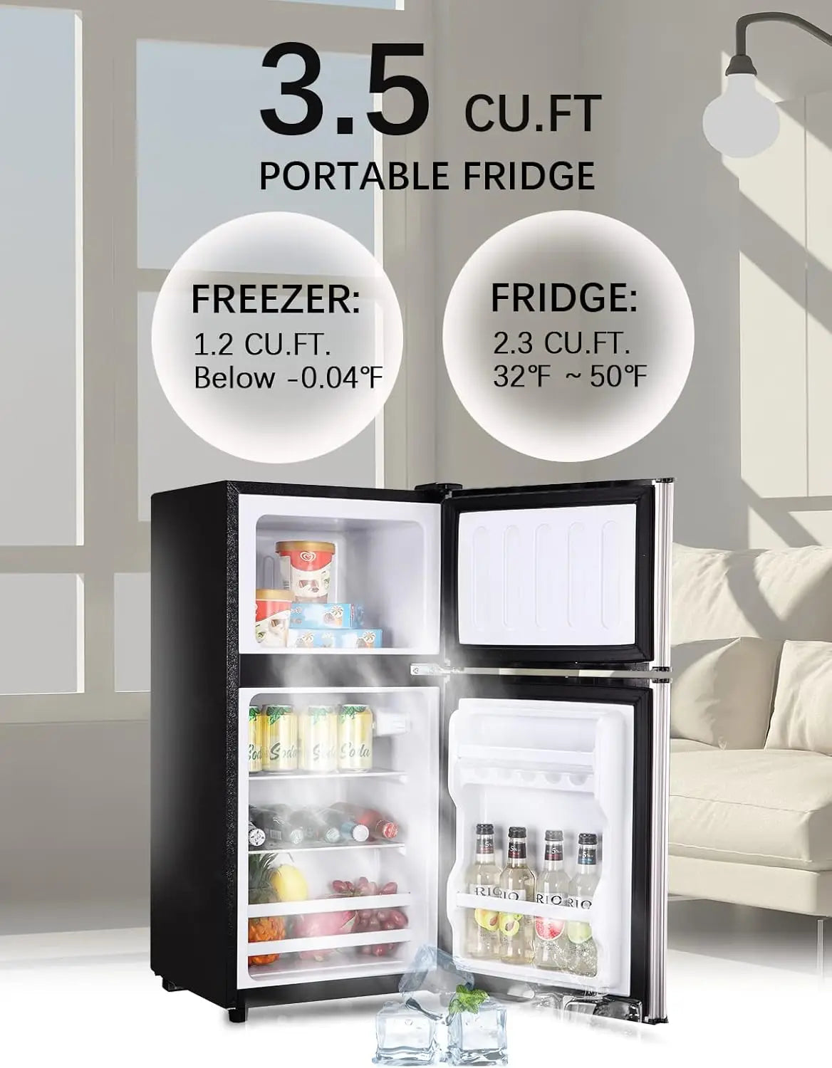 Krib Bling Mini Fridge With Freezer On Top Energy Efficient