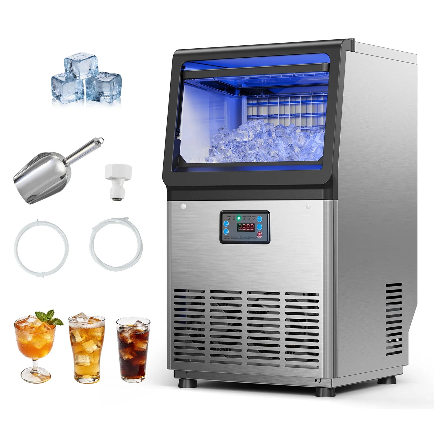 SucceBuy Commercial Ice Maker Machine 80lbs To 440lbs 24 Hours Stainless Steel