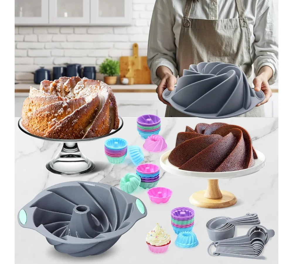 72pc Silicone Bakeware Set Nonstick Oven Pans For Baking Cakes