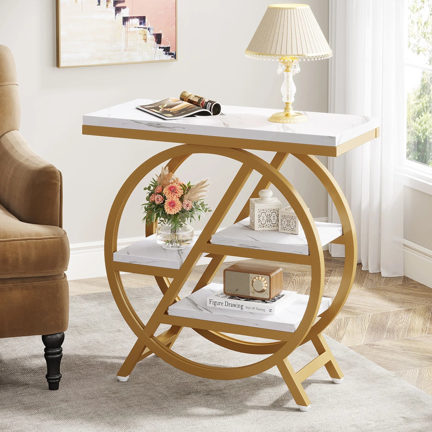 Tribesigns End Table For Living Room With 3-Tier Storage