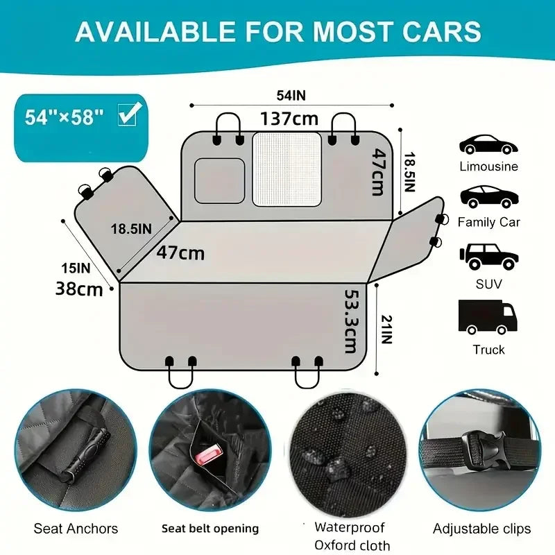 Dog Car Seat Cover For Pets Waterproof Nonslip Hammock