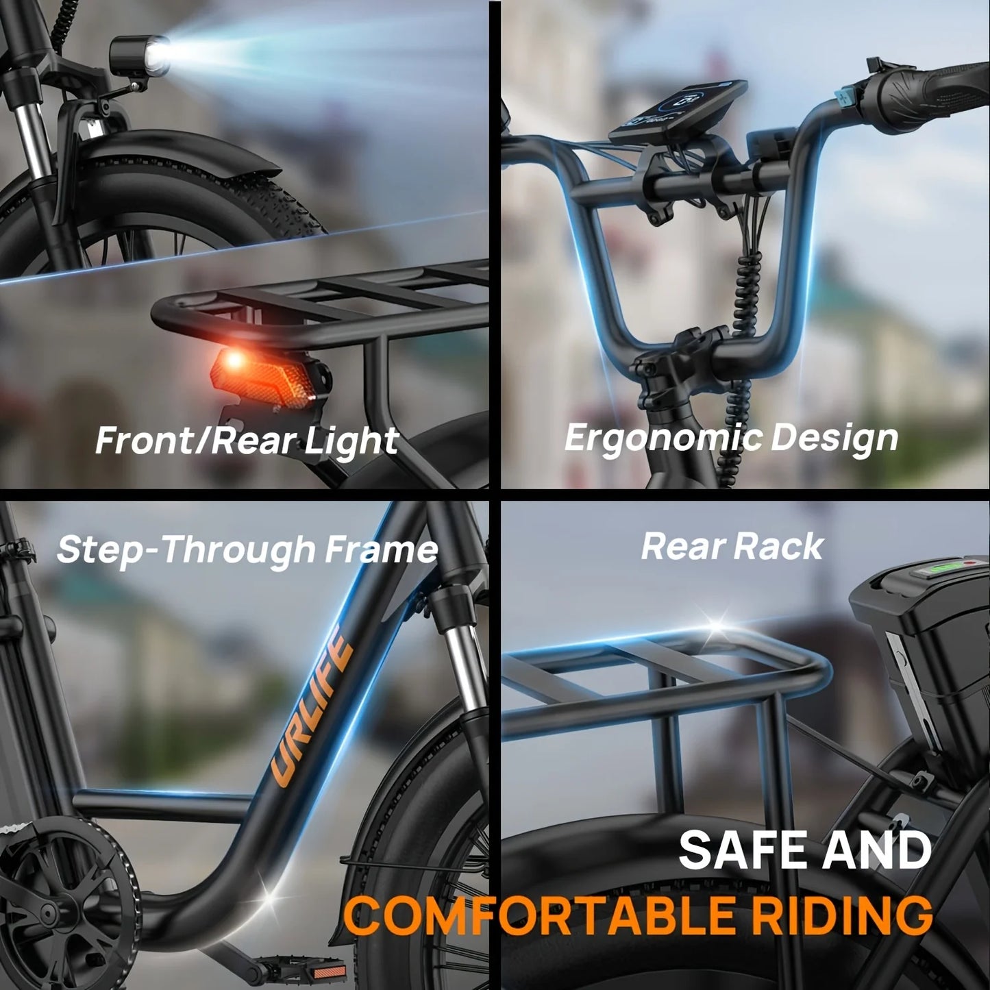 URLIFE E20 1000W Electric Bike With Removable 48V 13Ah Battery Dual Disc Brakes