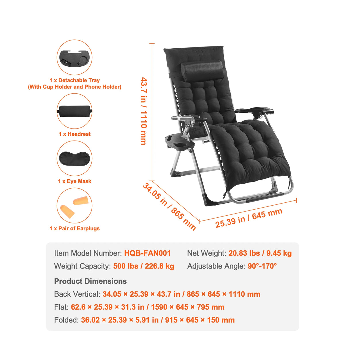 SucceBuy Zero Gravity Chair Zero Gravity Recliner Lounge Chair Adjustable Anti Gravity Chair with Cushion Footrest and Cupholder