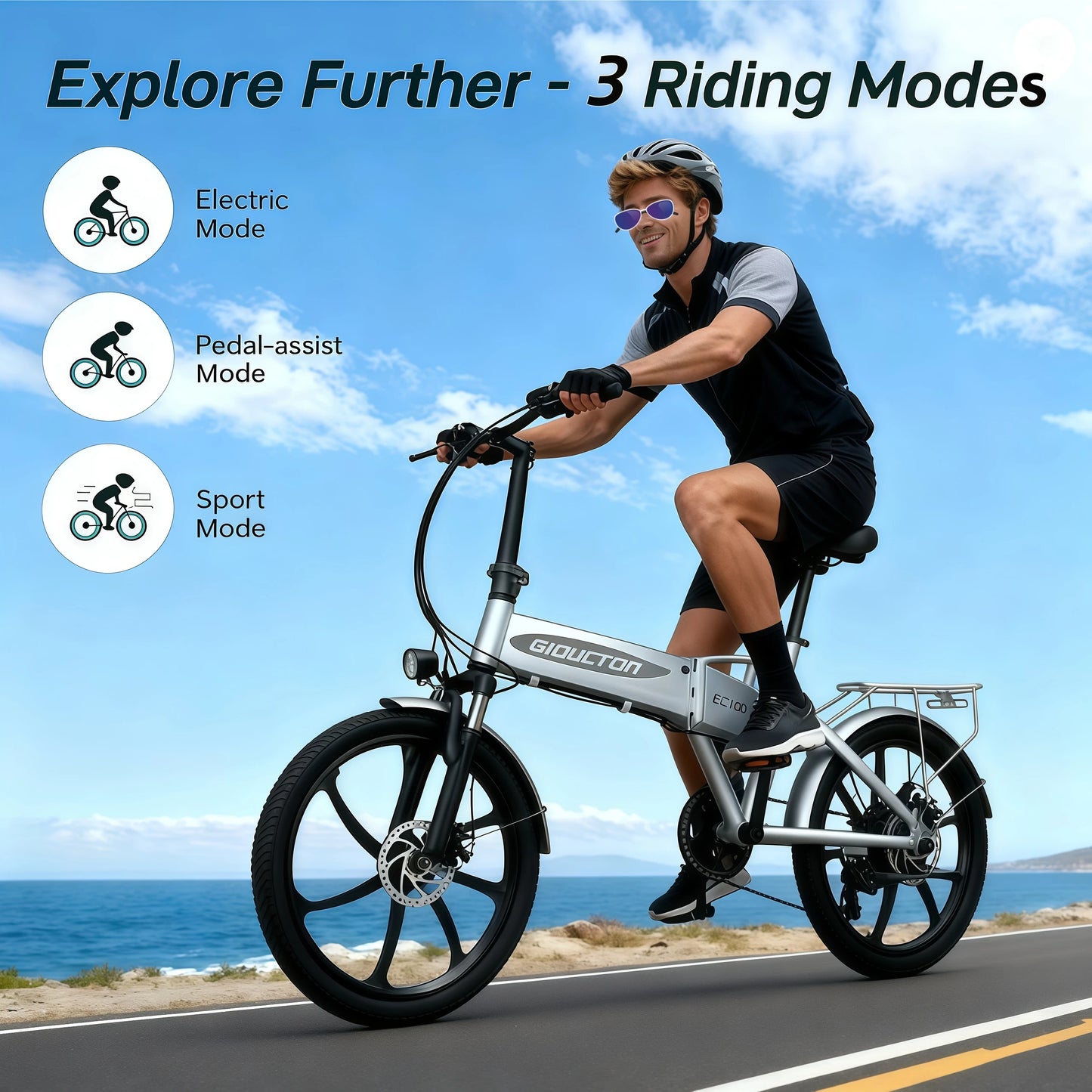 48V 1000W Folding Electric Bike With 50 Mile Range Performance