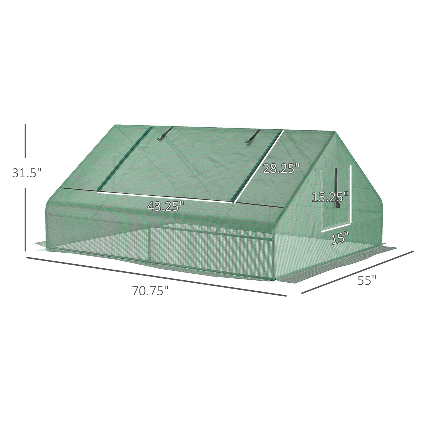 Outsunny Portable Greenhouse With Zippered Windows And Door