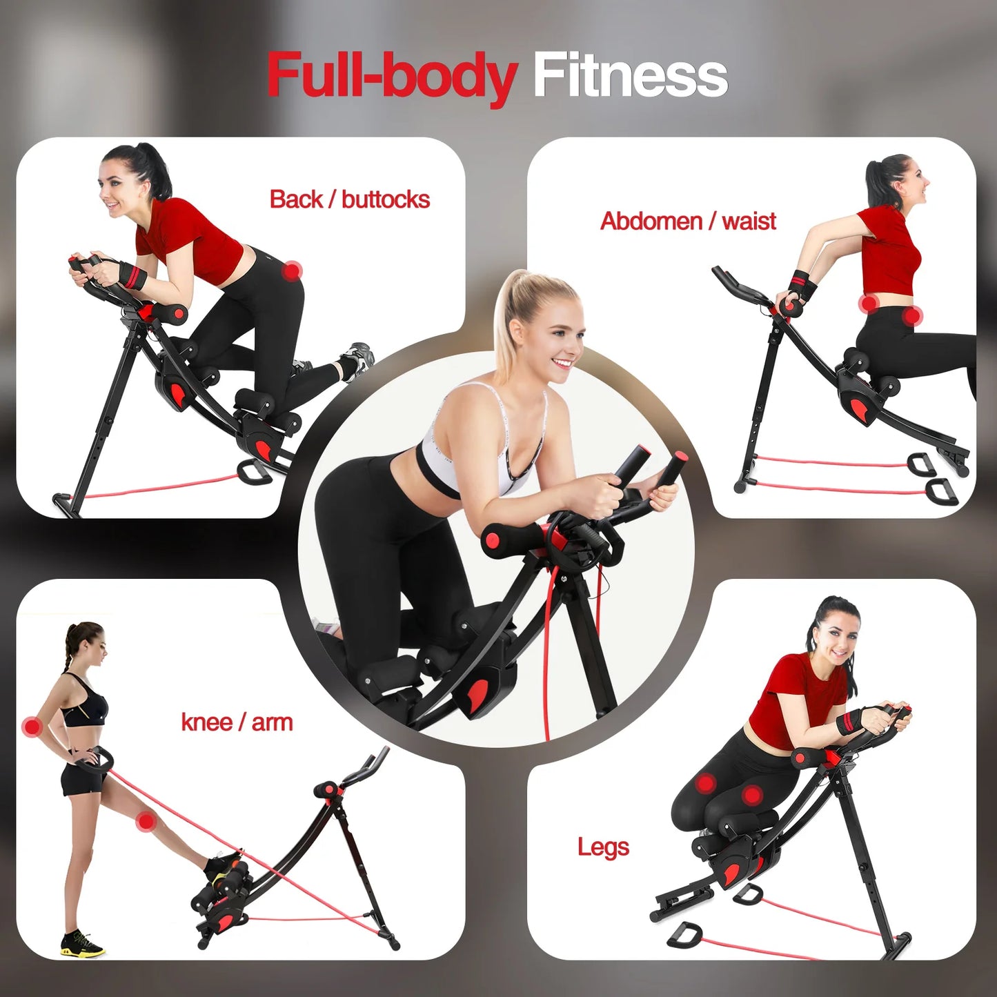 Foldable Adjustable Ab Trainer With Resistance Bands And Lcd