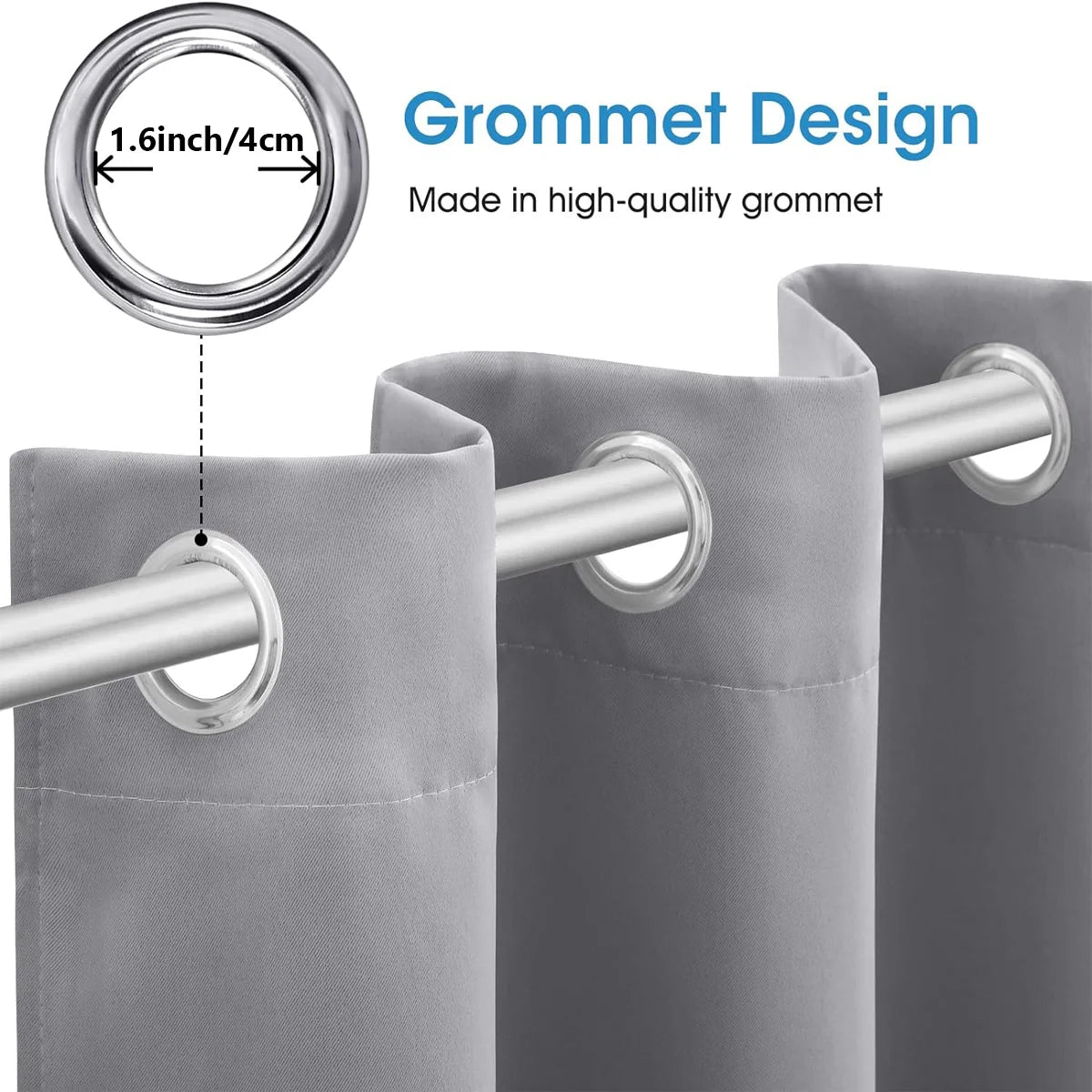 4PCS Blackout Curtains, Heat-Insulated Grommet Curtains For Bedroom Darkening, Noise Reduction Curtains For Living Room