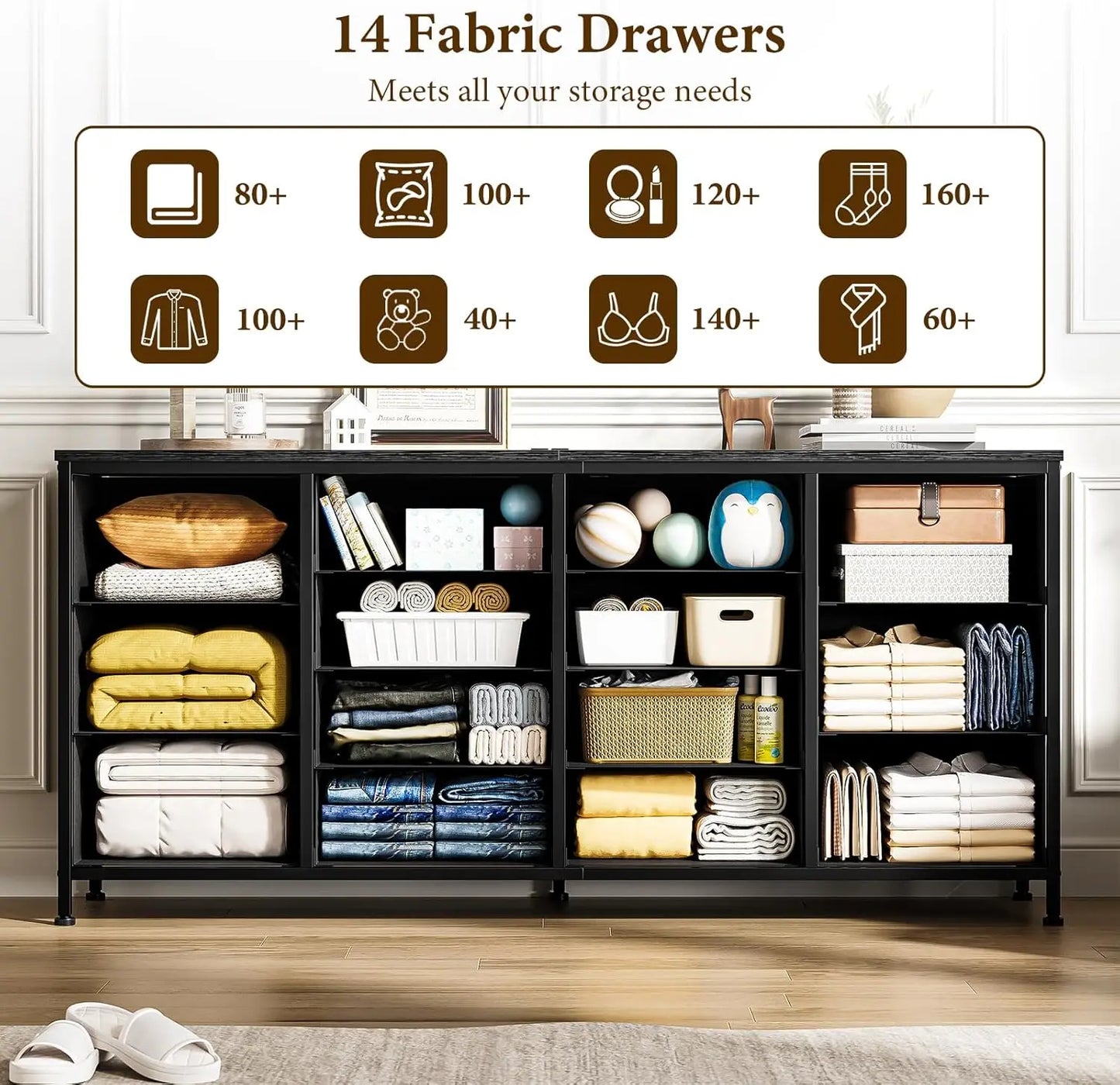 HobbyLane 14 Drawer Dresser TV Stand With Power Outlet