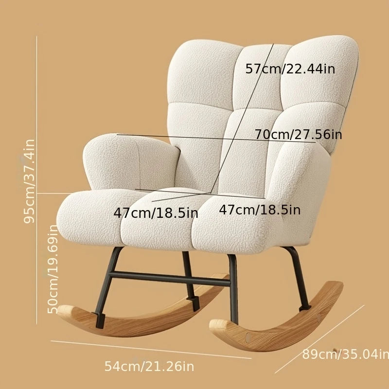 Rocking Chair Leisure Armchair With Padded Velvet Seat Solid Wood