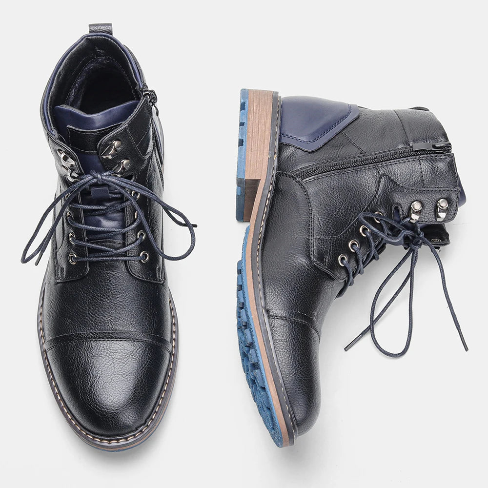 Hecrafted Classic Mens Boots With Zipper Leather Fashion