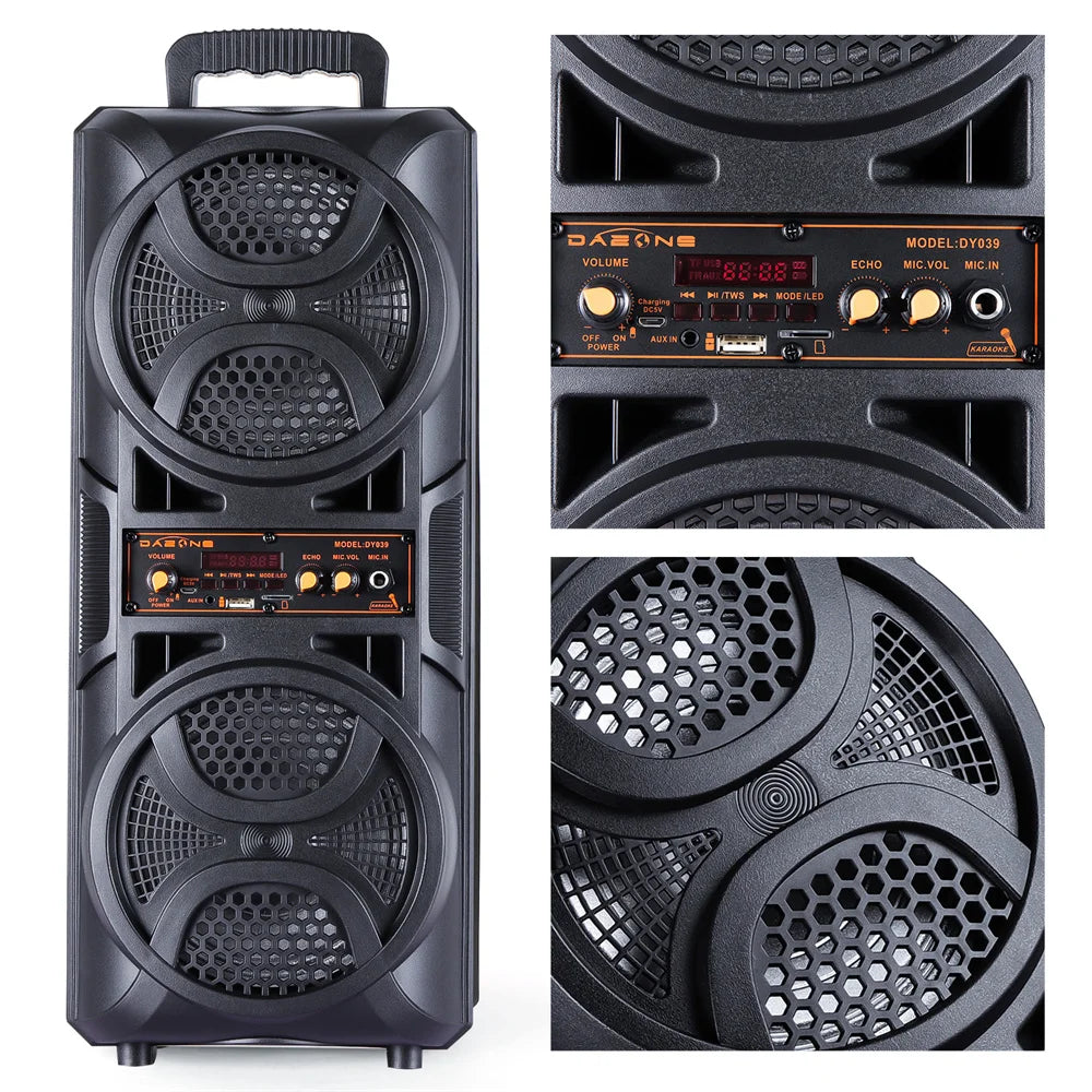 Portable 3000W Bluetooth Speaker Subwoofer Heavy Bass Sound System Party DJ Karaoke Remote & MIC