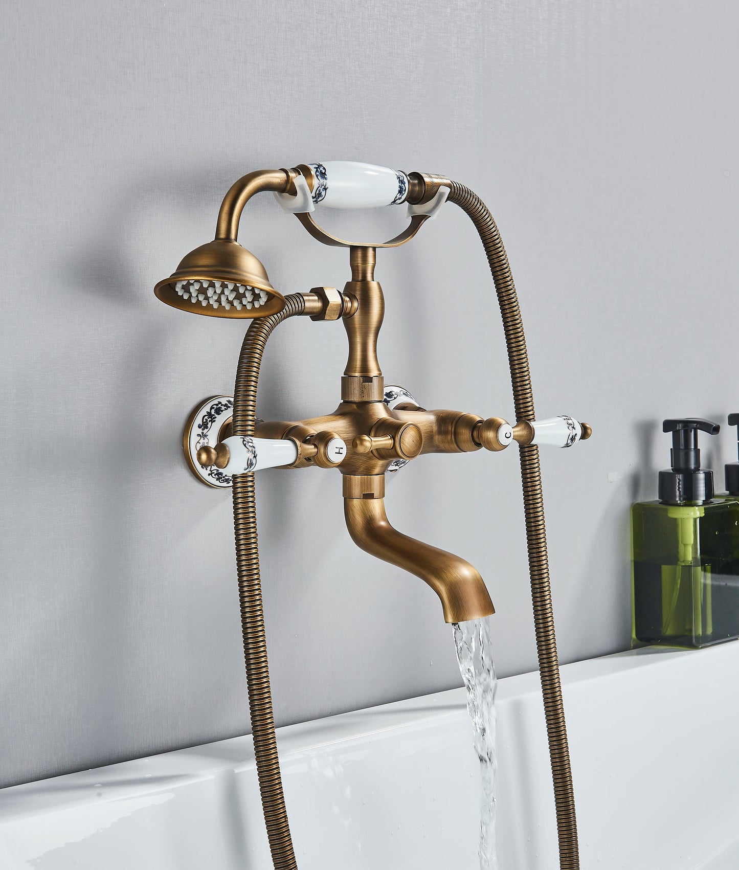 Shinesia Waterfall Bathtub Faucet With Handshower Dual Hot Cold