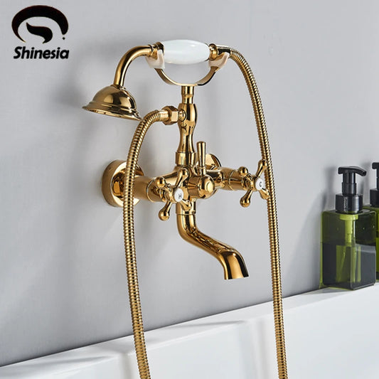 Shinesia Waterfall Bathtub Faucet With Handshower Dual Hot Cold