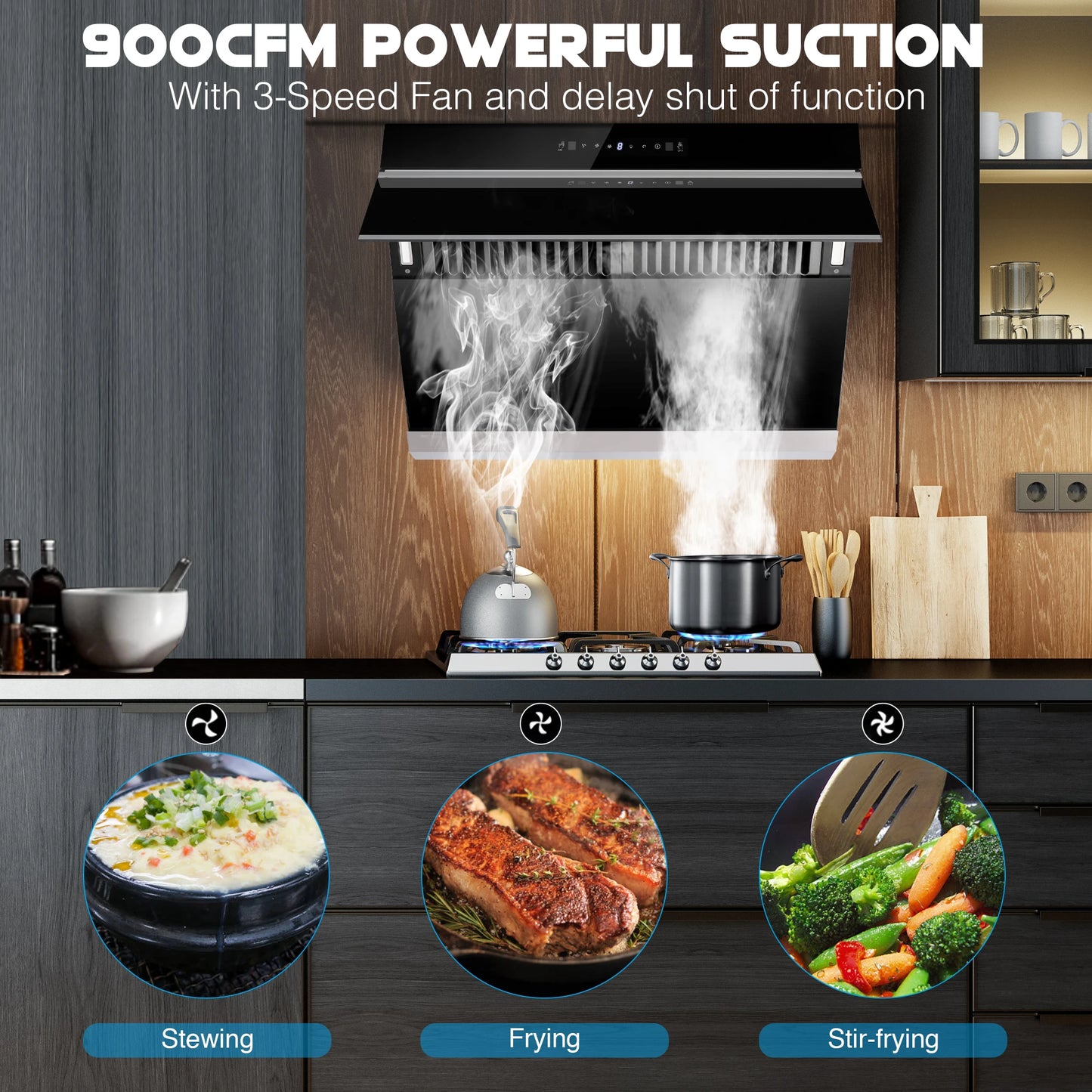 Tieasy 900 CFM Under Cabinet Range Hood With Auto Clean