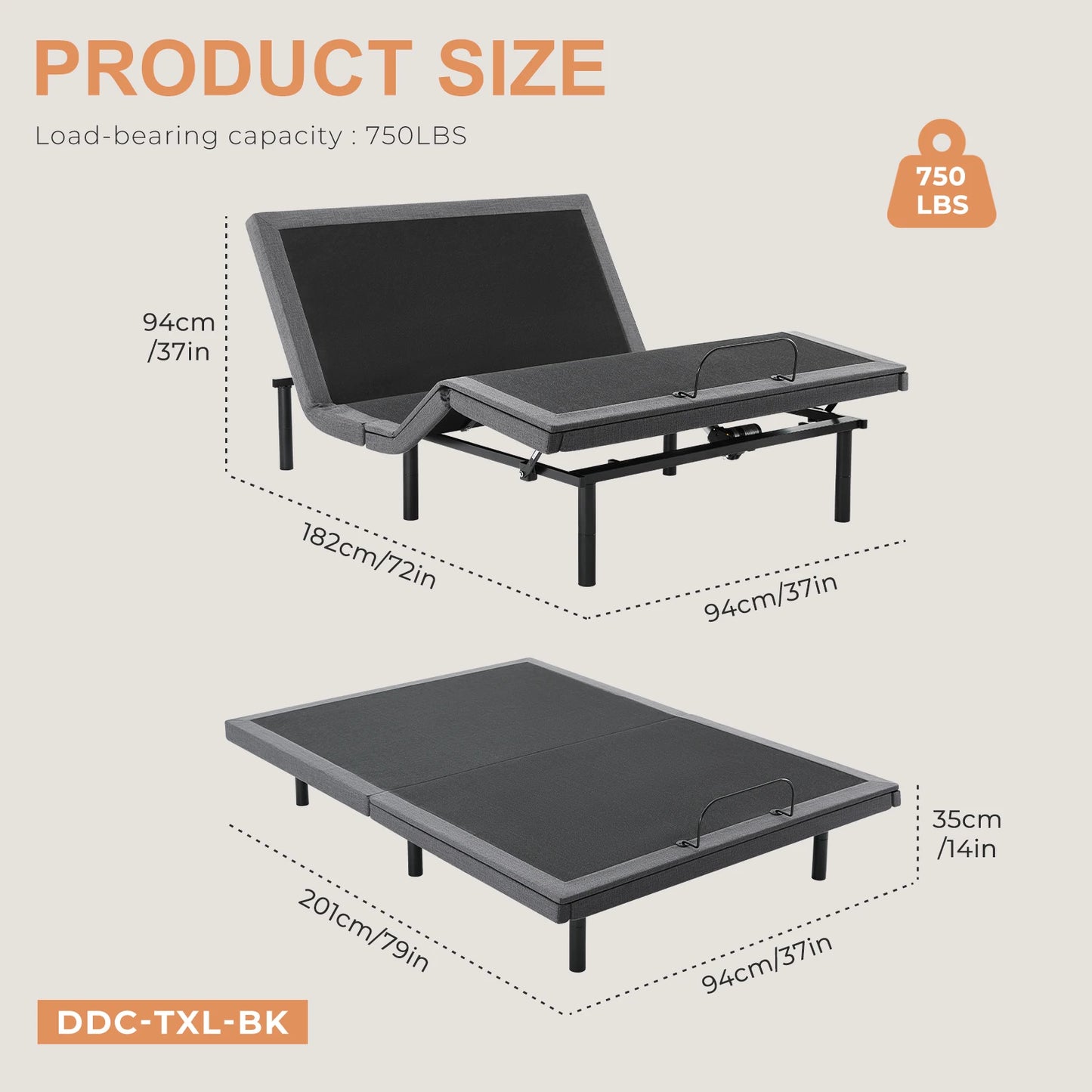 JHK Electric adjustable Zero Gravity Bed With USB Ports