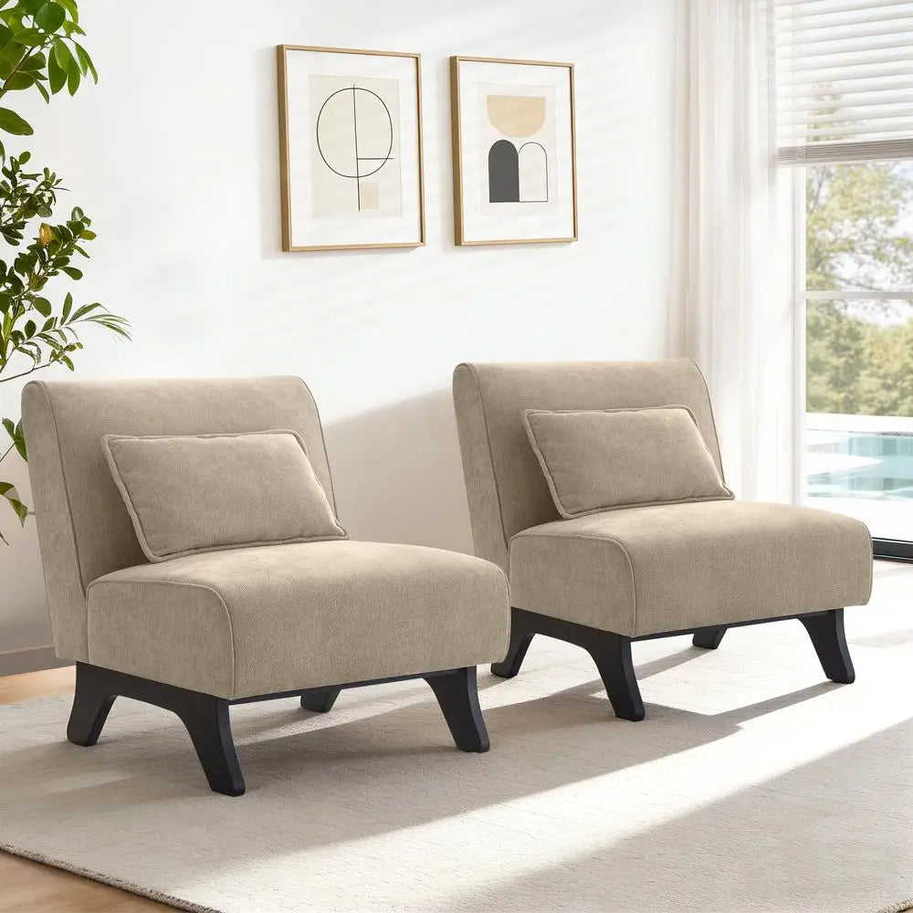 Accent Chairs Set of 2 Upholstered Living Room Side Chairs Comfy Small Accent Lounge Chair with Pillow Accent Chair for Living