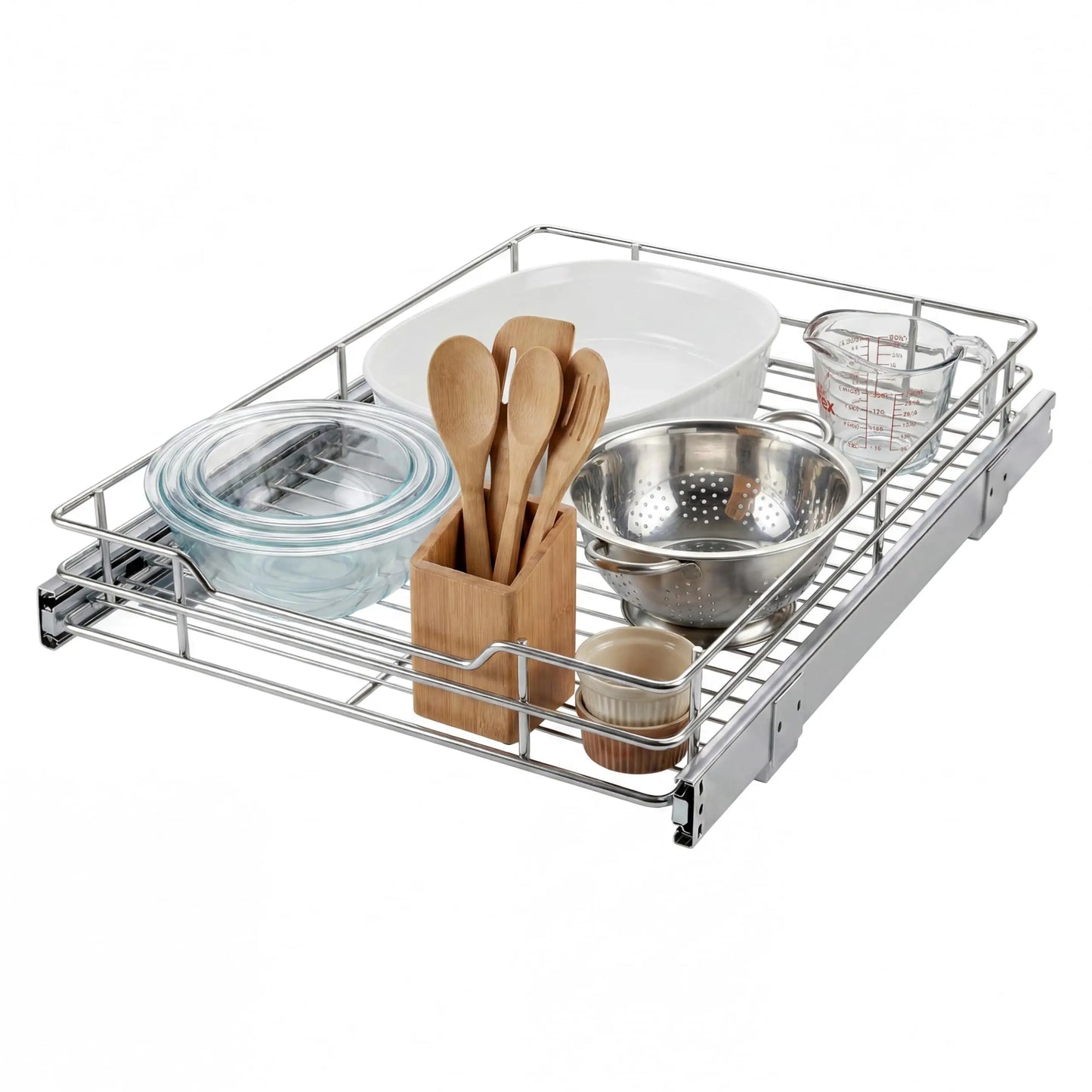 Pull Out Cabinet Organizer, Heavy Duty  Full Extension Slide Out Kitchen Organizers and Storage Roll Out Shelf Drawer for Pots Pans Under Sink Cabinet Organizers