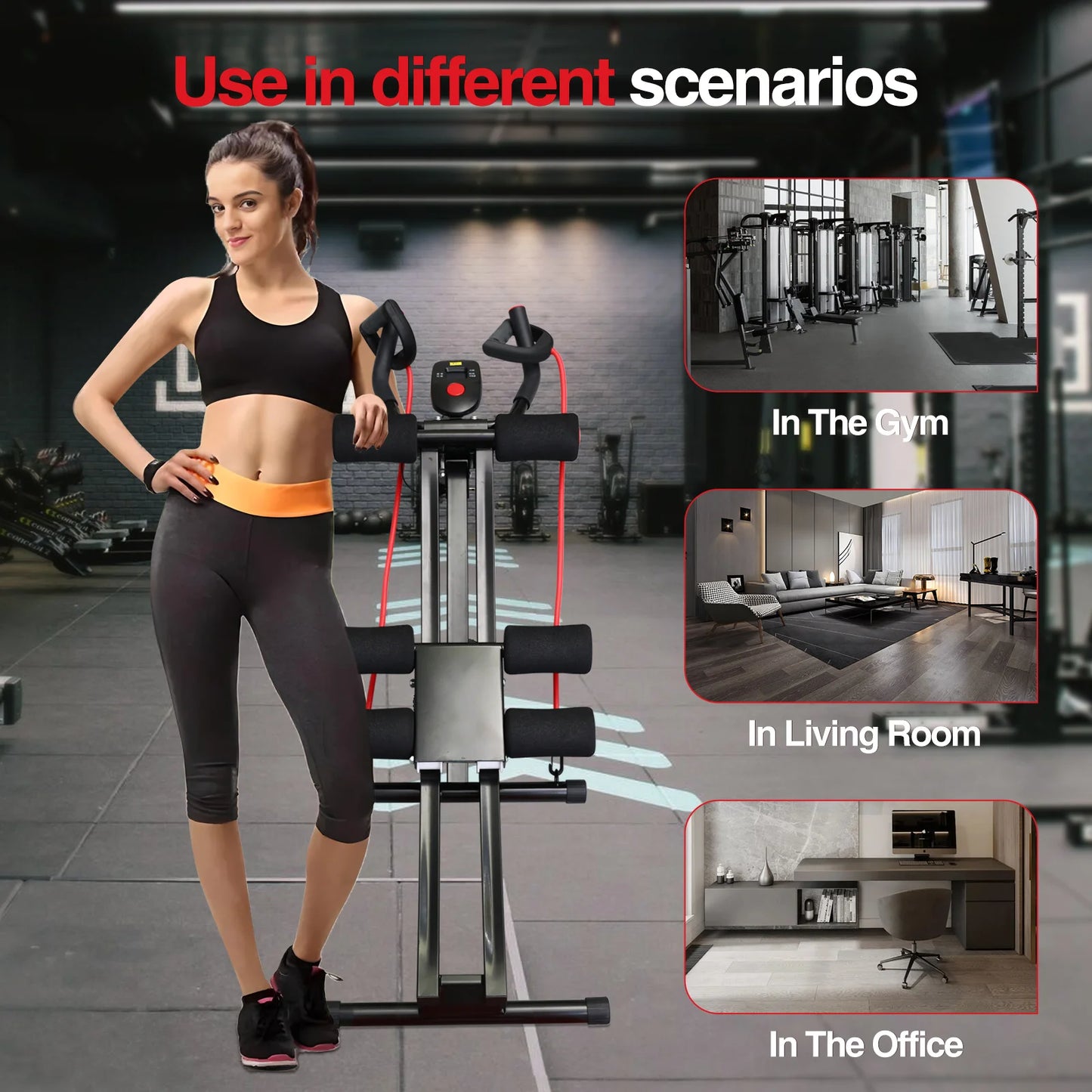 Foldable Adjustable Ab Trainer With Resistance Bands And Lcd