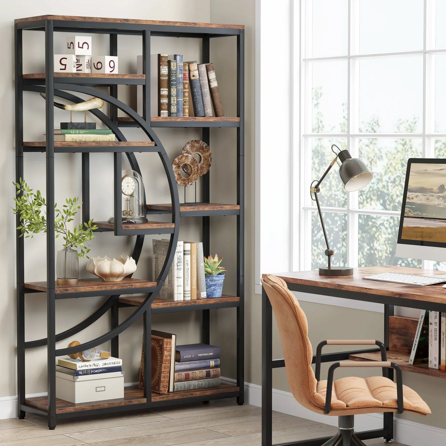 Tribesigns Industrial 5-Tier Etagere Bookcase Freestanding Shelf Organizer