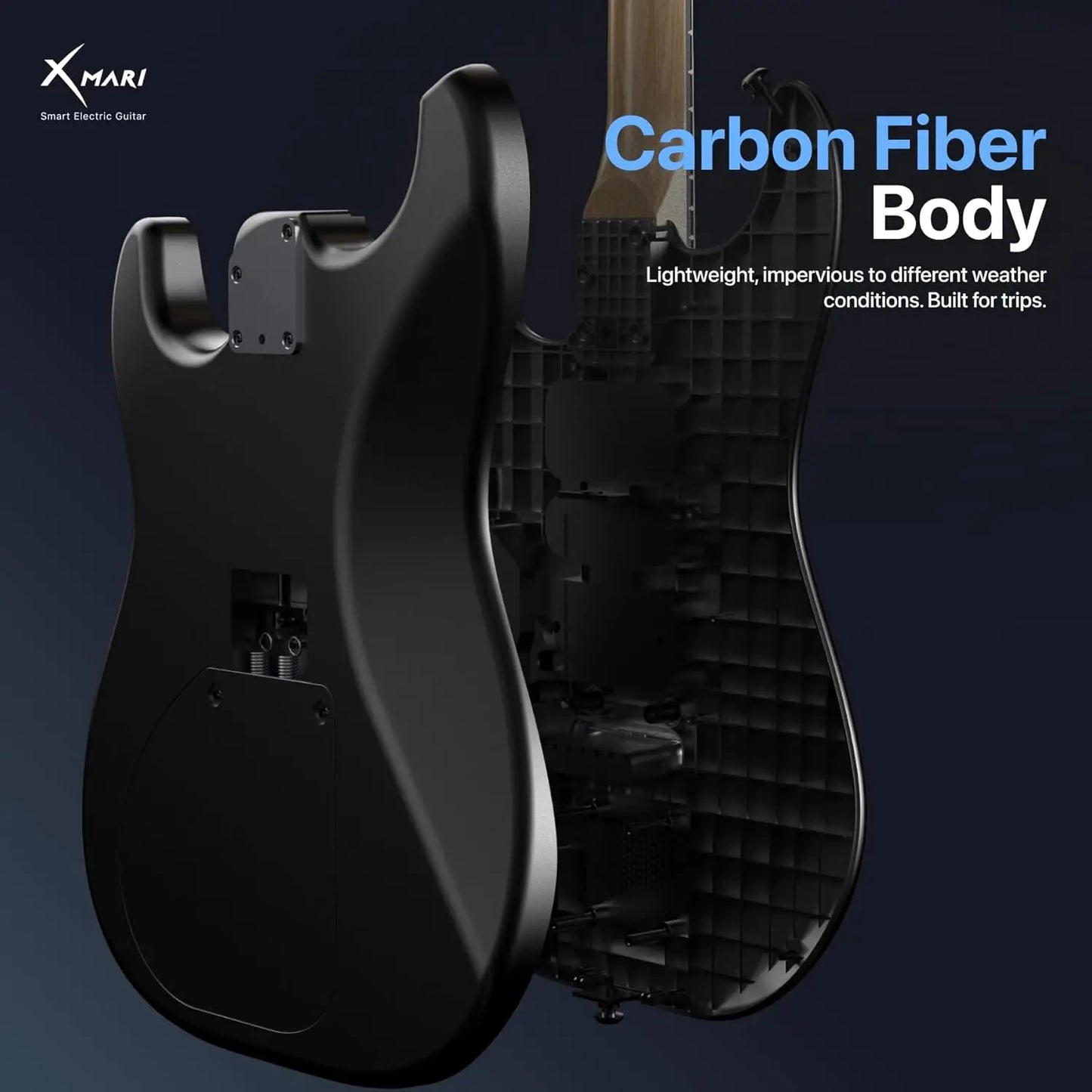 Enya XMARI Smart Electric Guitar: Carbon Fiber Body, Built-in DSP Effects (4 Presets), USB-C OTG Recording, Headphone Output. In