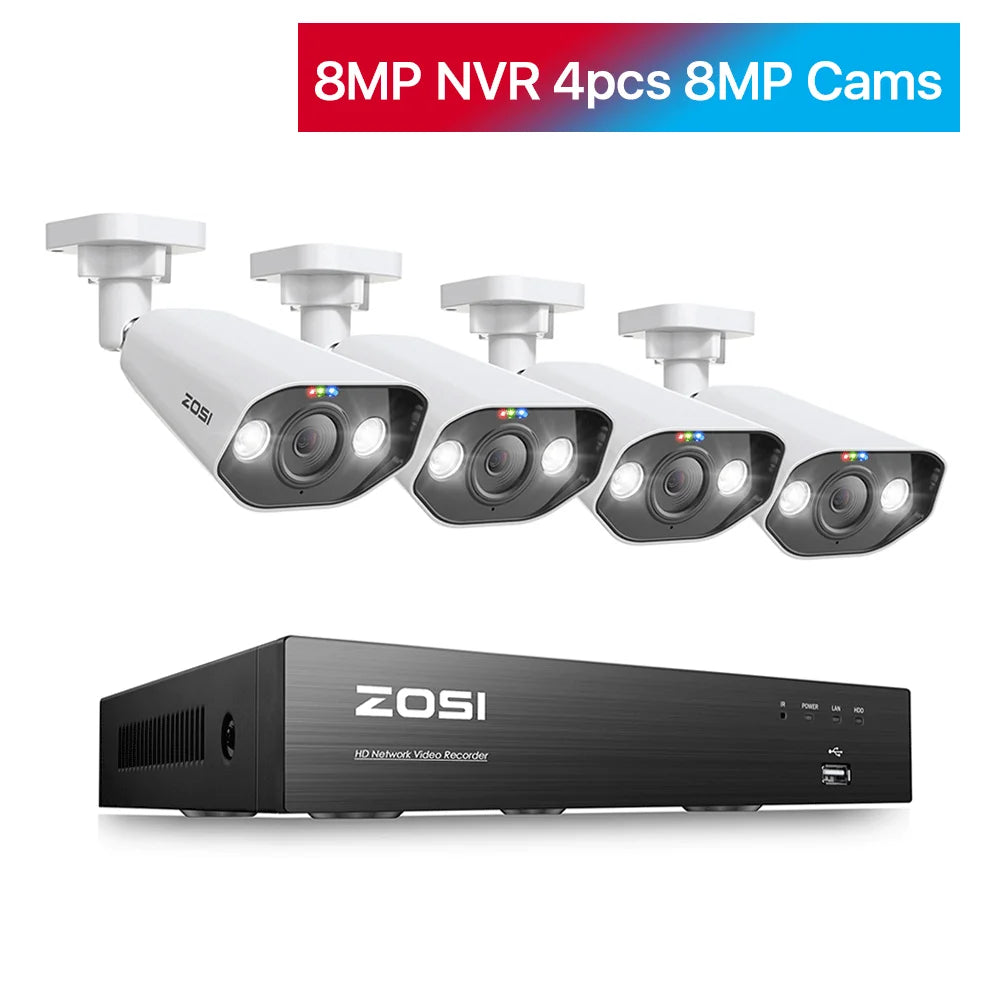 ZOSI 8CH POE Surveillance Kit With 4K AI IP Cameras