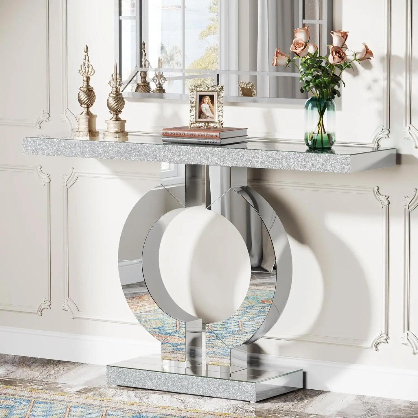 Tribesigns Mirrored Console Table With Thickened Mirror Finish For Entryway