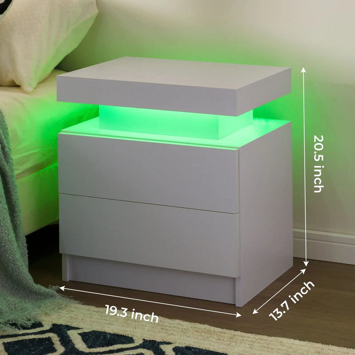 Cubehom Modern Morocco Base LED Nightstand Set Of 2