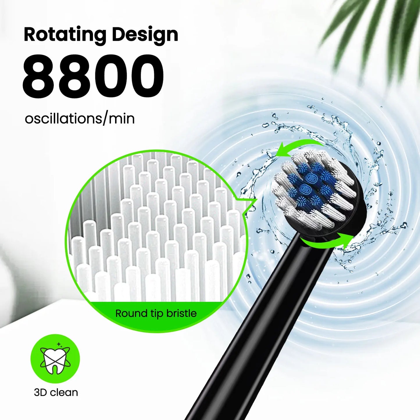 Fairywill T2233 Electric Toothbrush With 4 Replacement Heads