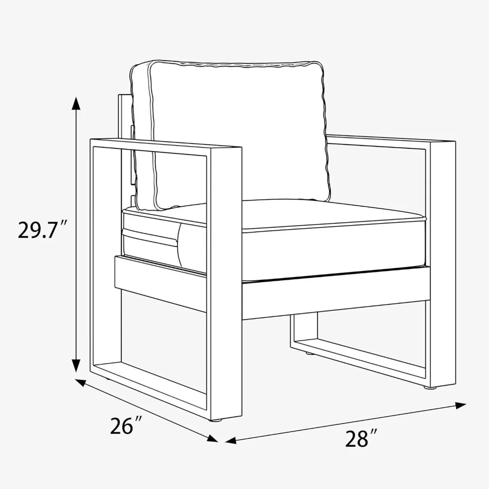 Outdoor Patio Aluminum Armchairs With Removable Cushions