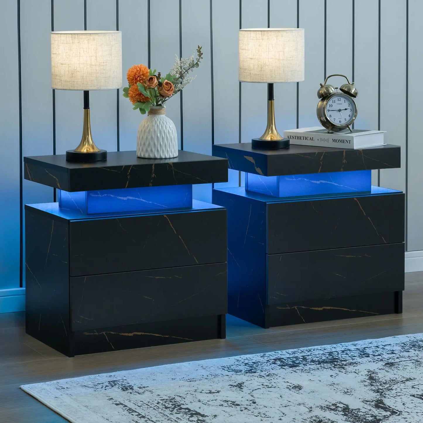 Cubehom Modern Morocco Base LED Nightstand Set Of 2