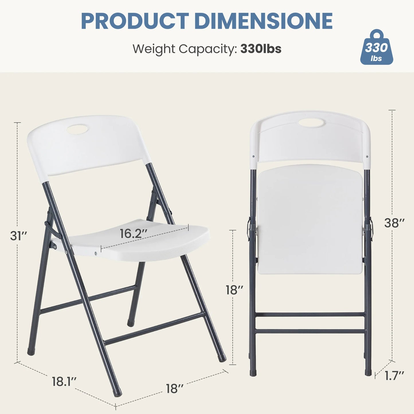 JHK Stackable Plastic Folding Dining Chairs Heavy Duty Set