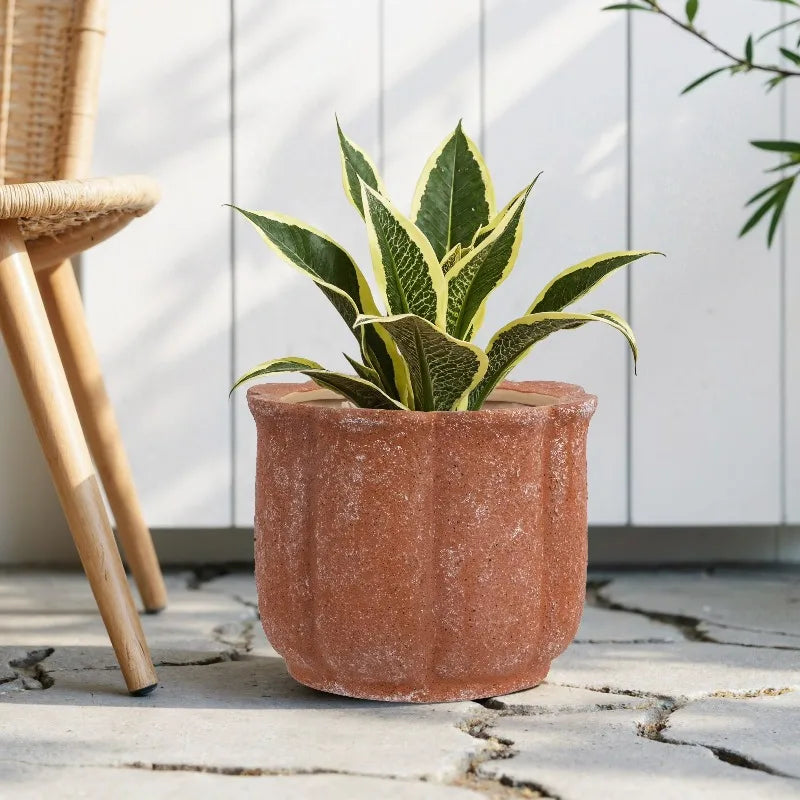 Terracotta Ceramic Flower Planter Pot With Drainage Plug Included