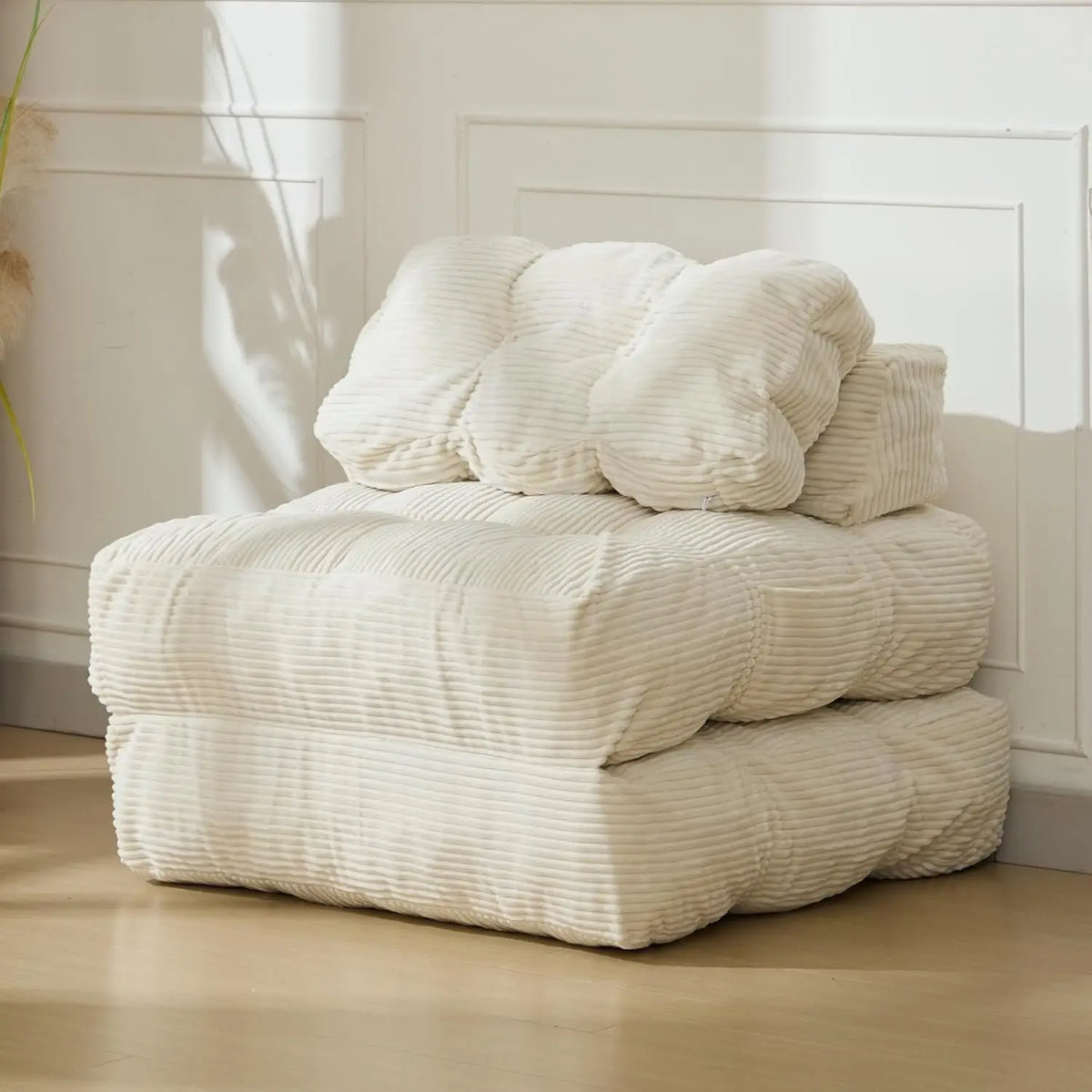 HiMiss Modern Foldable Sofa Bed With Soft Fabric Upholstery