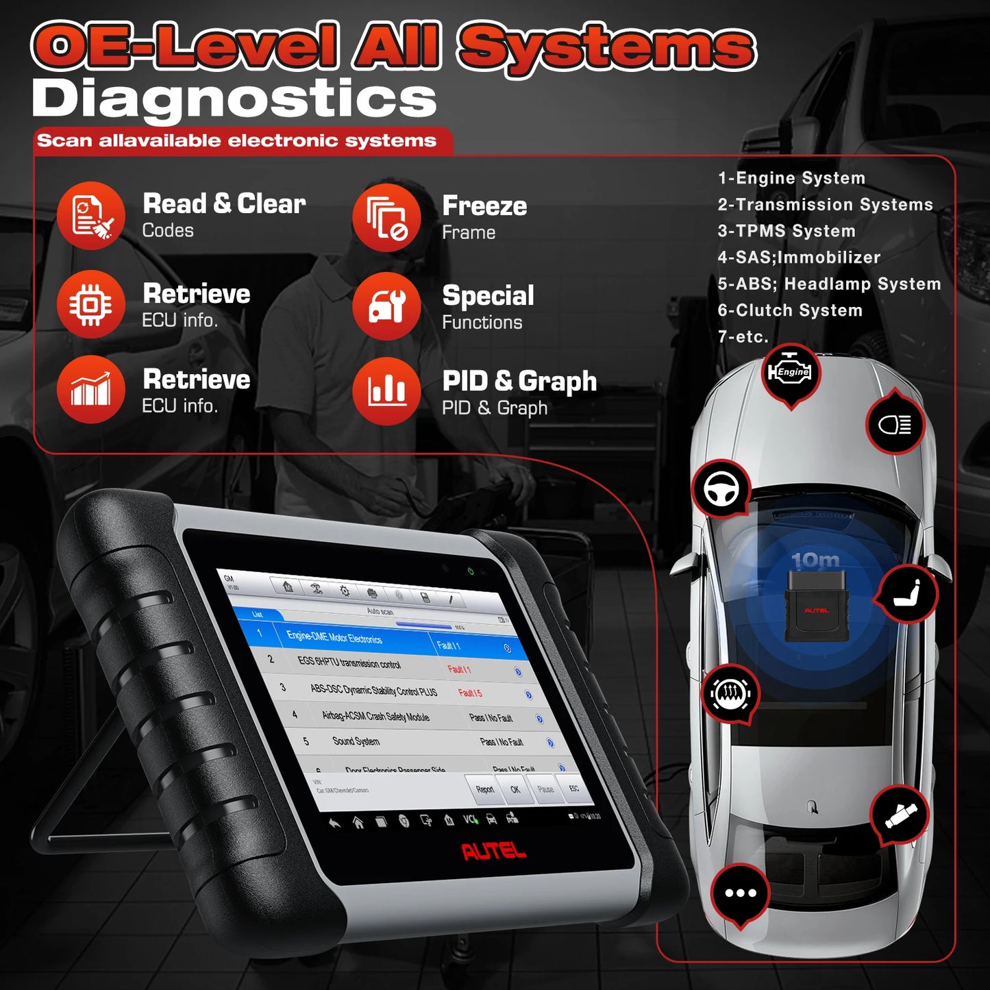 Autel MaxiCOM MK808BT PRO Car Automotivo Diagnostic Tools Bluetooth OBD2 Scanner Code Reader Diagnosis Tool PK MK808KBT MK808S