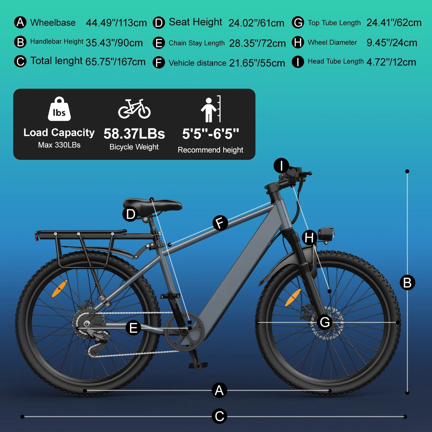 UPlee L24 Electric Bike 500W 36V Fat Tire Mountain Bicycle for Adults