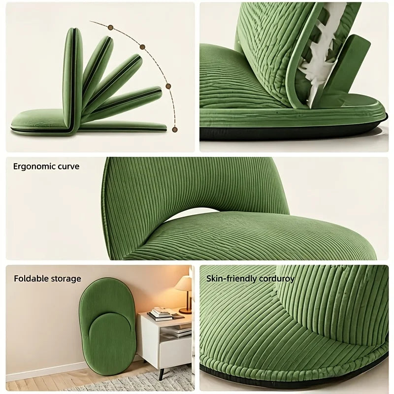 Adjustable Foldable Floor Chair With Backrest And Zipper