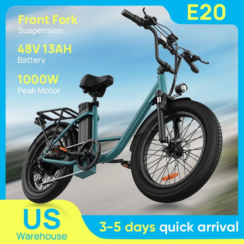 URLIFE 1000W E20 Electric Bike With Removable 48V Battery Dual Disc Brakes