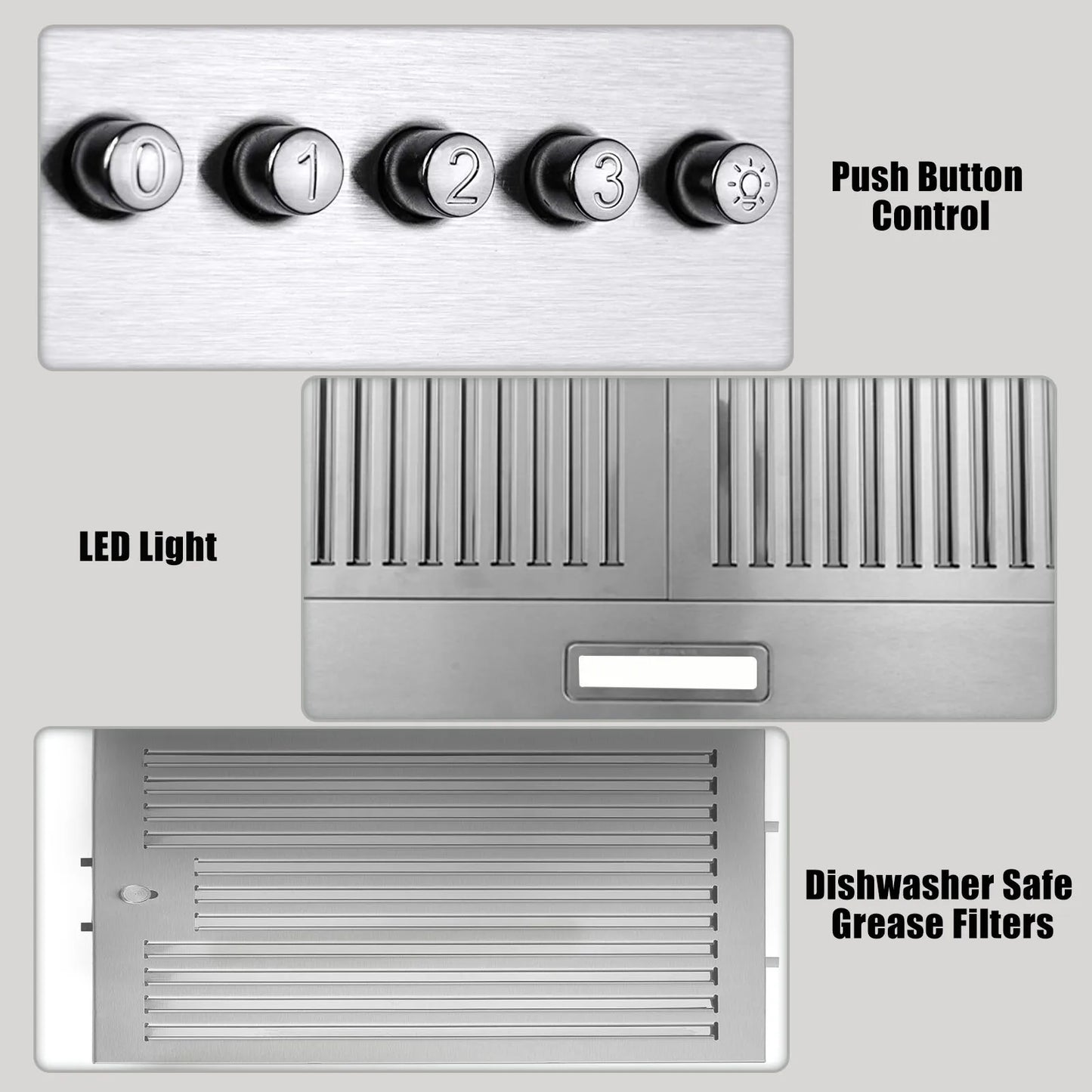 Zomagas Stainless Steel Wall Mount Range Hood Convertible Ductless