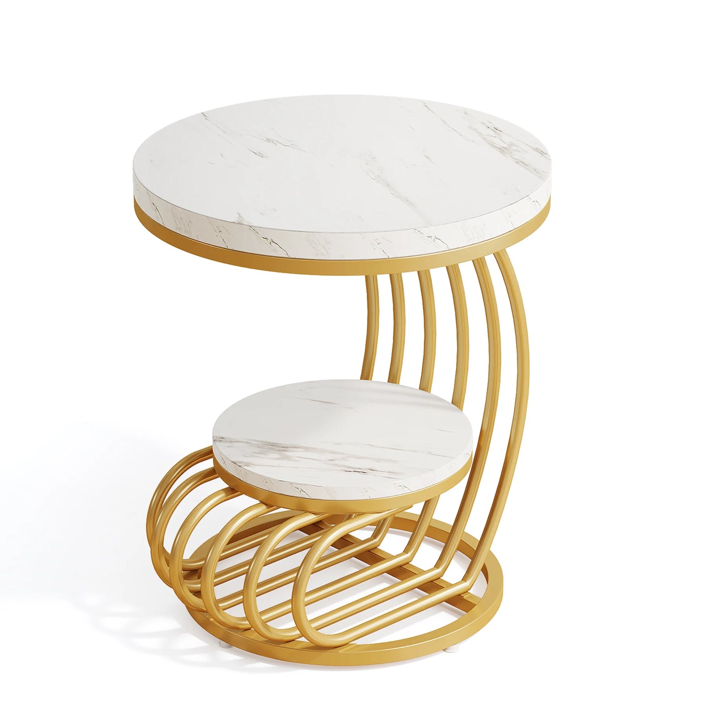 Tribesigns Round End Table With Storage Shelf Modern Nightstand